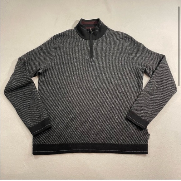 Ted Baker London Mens 1/4 Zip Wool Blend Sweater Size 6 In Ted We Trust - Picture 2 of 10